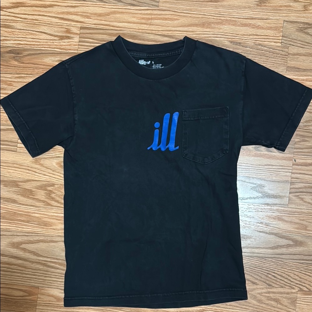 Illest Black Pocket T-Shirt with Blue Logo